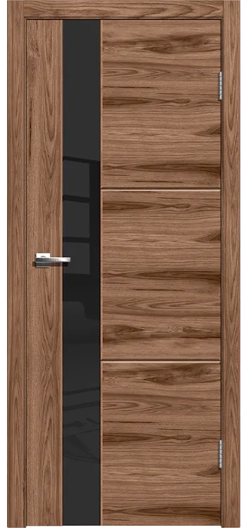 Межкомнатная дверь Легенда Лестер 2 Американский орех,стекло черное Американский орех Стекло Лакобель черное