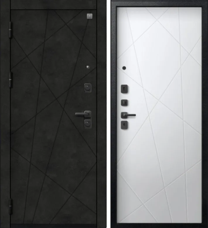 Дверь V-16 Черный муар + Бетон темный - Кашемир белый DIS007353